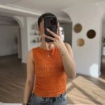 KAYIK YAKA BÜZGÜ DANTEL LİKRALI ATLET - KOYU ORANGE