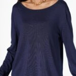 KAYIK YAKA ETEK YIRMAÇLI KAZAK - LACİVERT