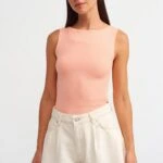 KAYIK YAKA KOLSUZ PAMUK ATLET - ŞEFTALİ