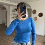 KAYIK YAKA MODAL PAMUK UZUN KOL BLUZ - SAKS