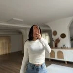 KAYIK YAKA UZUN KOL YAN BÜZGÜ VİSKON BLUZ - EKRU