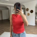 KAYIK YAKA YAN BÜZGÜ PAMUK LİKRALI ATLET - KIRMIZI