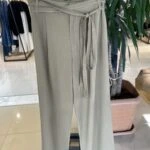 KEMERLİ PAMUK KETEN CEPLİ BOL PANTOLON - HAKİ