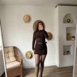 KEMERLİ YÜN KARIŞIM MİNİ ETEK - KAHVE