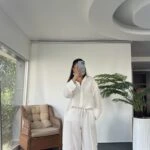 KETEN VİSKON GÖMLEK BALON PANTOLON TAKIM - BEYAZ