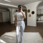 KISA CROP İSPANYOL PANTOLON PAMUK TAKIM - GRİ