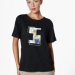 KISA KOL BASKILI TİŞÖRT - SİYAH