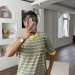 KISA KOL ÇİZGİLİ BASİC VİSKON TRİKO - SARI / A.GRİ