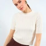 KISA KOL FİTİLLİ VİSKON KAZAK - KREM