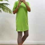 KISA KOL OVERSİZE UZUN TİŞÖRT - YEŞİL