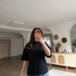 KISA KOLLU SALAŞ PAMUK TİŞÖRT - SİYAH