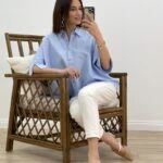 KISA KOLU YIRTMAÇLI SALAŞ GÖMLEK - MAVİ