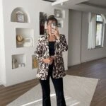 KOL BÜZGÜ ASTARLI VATKALI DESENLİ CEKET - LEOPAR