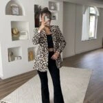 KOL BÜZGÜ ASTARLI VATKALI LEOPAR CEKET - LEOPAR