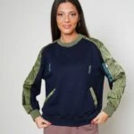 KOL CEPLİ PARAŞÜT DETAY BİSİKLET YAKA PAMUK SWEAT - LACİVERT YEŞİL