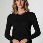 KOL DROPLU BİSİKLET YAKA TRİKO - SİYAH