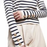 KOL GOLD DÜĞME ÇİZGİLİ BİSİKLET YAKA TRİKO - LACİVERT ÇİZGİLİ