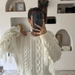 KOL İP PÜSKÜÜL SELANİK DOKUMA BİSİKLET YAKA KAZAK - EKRU