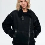 KOL VE İÇİ PELUŞ DERİ ŞERİT NUBUK BİKER MONT - SİYAH