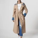 KOL VE YAKA JEAN DETAY BEL KUŞAKLI KRUVAZE TRENÇ - A.CAMEL