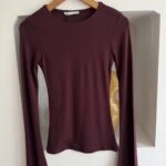 KOL VOLANLI GÖĞSÜ ÇİFT KAT MODAL PAMUK BLUZ - BORDO