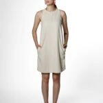 KOLSUZ CEPLİ ETEĞİ OVAL PAMUK ELBİSE - NATUREL