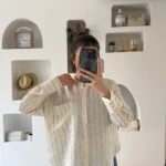 KONTRAST ÇİZGİLİ TEK CEP SALAŞ MODAL GÖMLEK - HAKİ