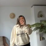 KÖPEK NAKIŞ ETEĞİ PENYE DOKUMA PAMUK SWEAT - BEJ