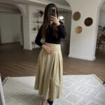 KORSAJLI KLOŞ MİDİ PAMUK ETEK - CAMEL