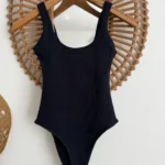 ASKILI PAMUK ÇITÇITLI BODYSUİT - KOYU LACİVERT