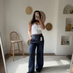 İNCE KEMERLİ %100 LYOCELL SPOR DİKİŞ ÇİFT DÜĞME PANTOLON - KOYU MAVİ