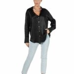 KREP SATEN V YAKA GÖMLEK - SİYAH