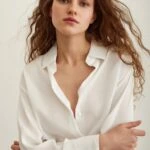 KRİNKIL SATEN GÖMLEK - EKRU