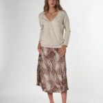 KRUVAZE SİMLİ BLUZ - BEJ