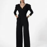 KRUVAZE SIRT FERMUARLI BEL KUŞAKLI TULUM - SİYAH