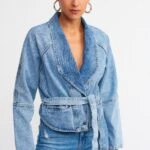 KRUVAZE YAKA KOT CEKET - MAVİ