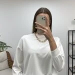 KUŞ BASKI İNCE CROP SWEAT - EKRU