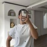 KUŞGÖZÜ DETAY DÜŞÜK KOL PAMUK TİŞÖRT - EKRU