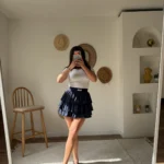 KAT UCU FİSTO FIRFIRLI ŞORT ASTAR VİSKON MİNİ ETEK - LACİVERT