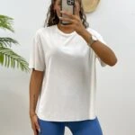 LAZER KESİM BİSİKLET YAKA MODAL TİŞÖRT - EKRU