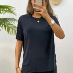 LAZER KESİM BİSİKLET YAKA MODAL TİŞÖRT - SİYAH