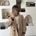 LEOPAR ASRTALI ATLAS KUMAŞ ÇİFT DÜĞME CEKET - VİZON