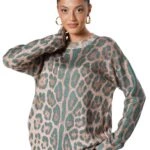 LEOPAR BASKI BİSİKLET YAKA VİSKON ALPAKA KAZAK - LEOPAR