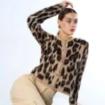 LEOPAR DESEN BİSİKLET YAKA YUMOŞ HIRKA - LEOPAR