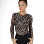 LEOPAR DESEN YAN BÜZGÜ CROP ŞİFON BLUZ - LEOPAR