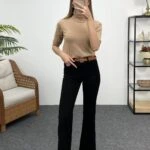 LİKRALI İSPANYOL PANTOLON - SİYAH