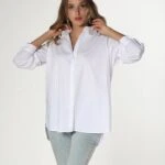 LİKRALI POPLİN SALAŞ GÖMLEK - BEYAZ