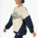 LOS ANGELES YAZI 2 RENKLİ SALAŞ SWEAT - BEJ