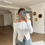 MADONNA YAKA DÜĞMELİ PAMUK BLUZ - BEYAZ