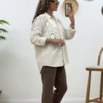 MAKROME SİMETRİK DESEN GÖMLEK - EKRU